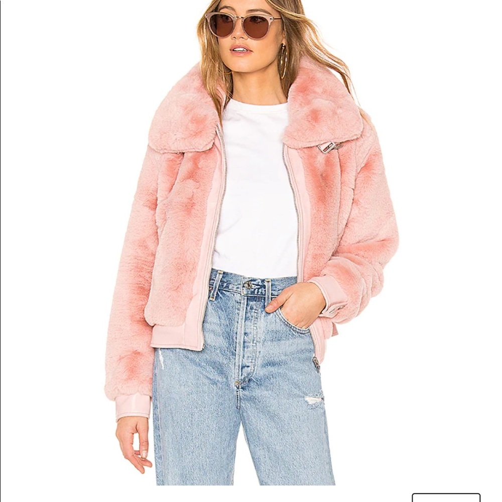 Revolve Faux Fur Crop Bomber in Internet Hobo Blank NYC